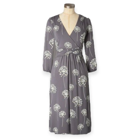 Boden Dresses & Skirts - BODEN Edie Dress Dandelion Print Gray Long Sleeve Stretch Flattering 6L 6 Long